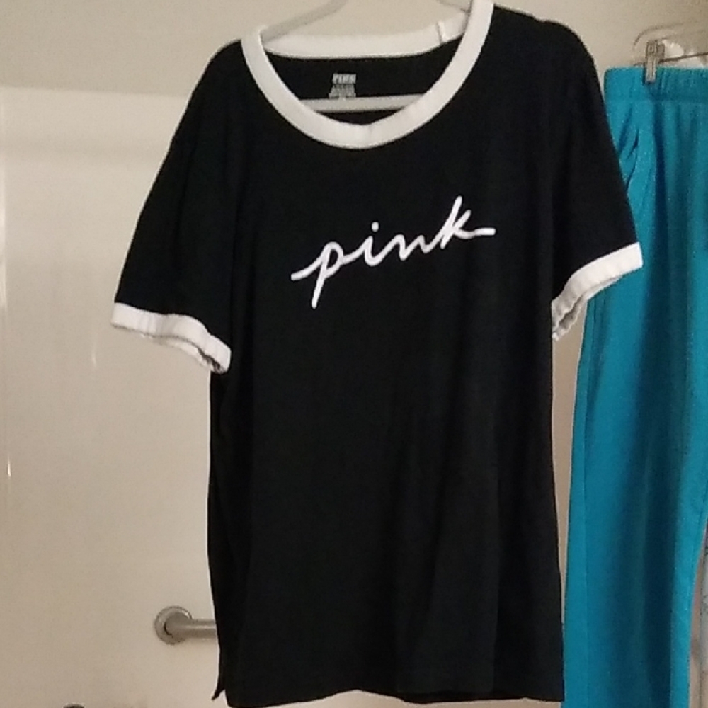 PINK Victoria's Secret Black Tee with White Accents